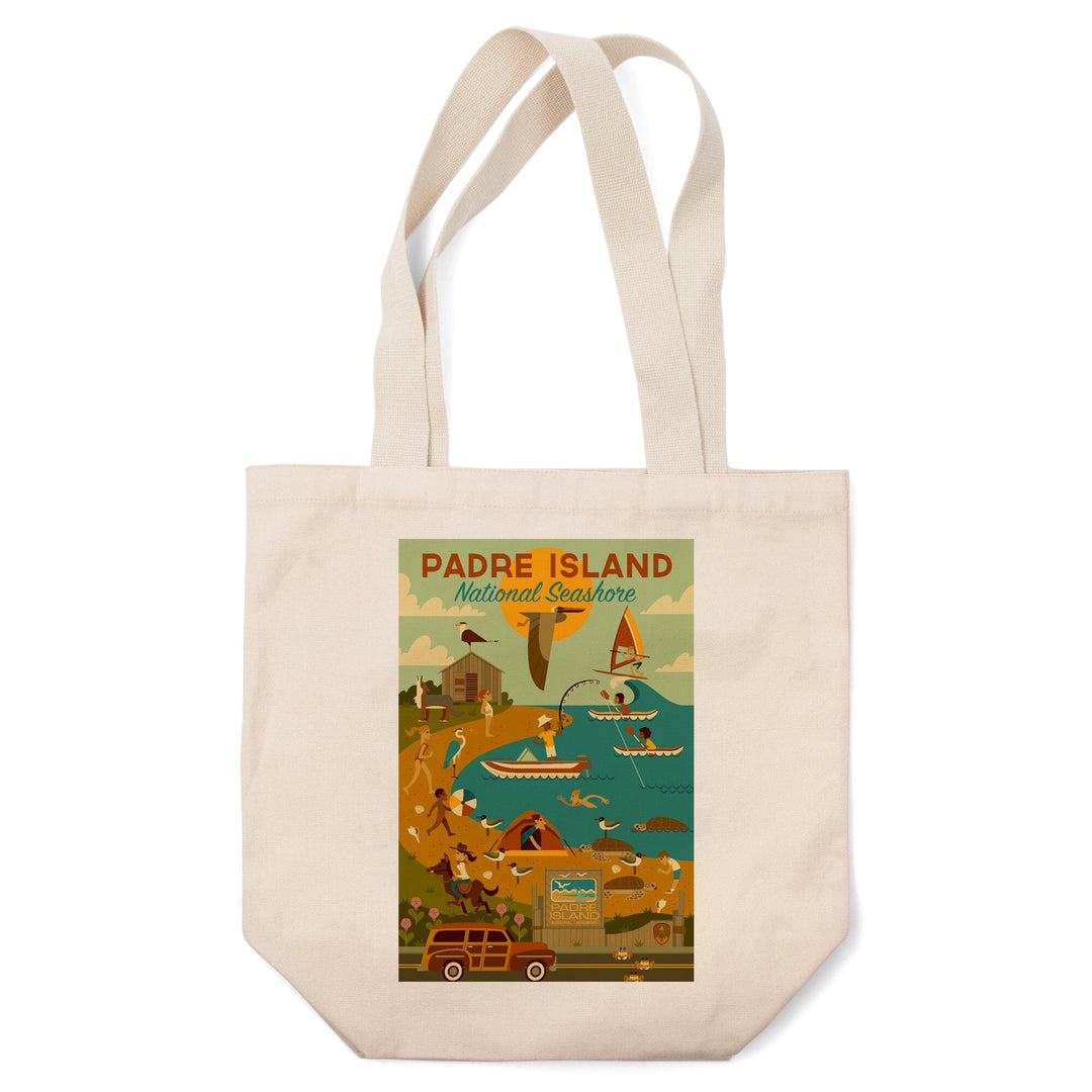 Padre Island National Seashore, Texas, Geometric, Lantern Press Artwork, Tote Bag Totes Lantern Press 
