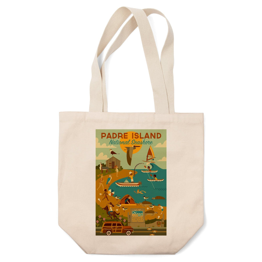 Padre Island National Seashore, Texas, Geometric, Lantern Press Artwork, Tote Bag Totes Lantern Press 