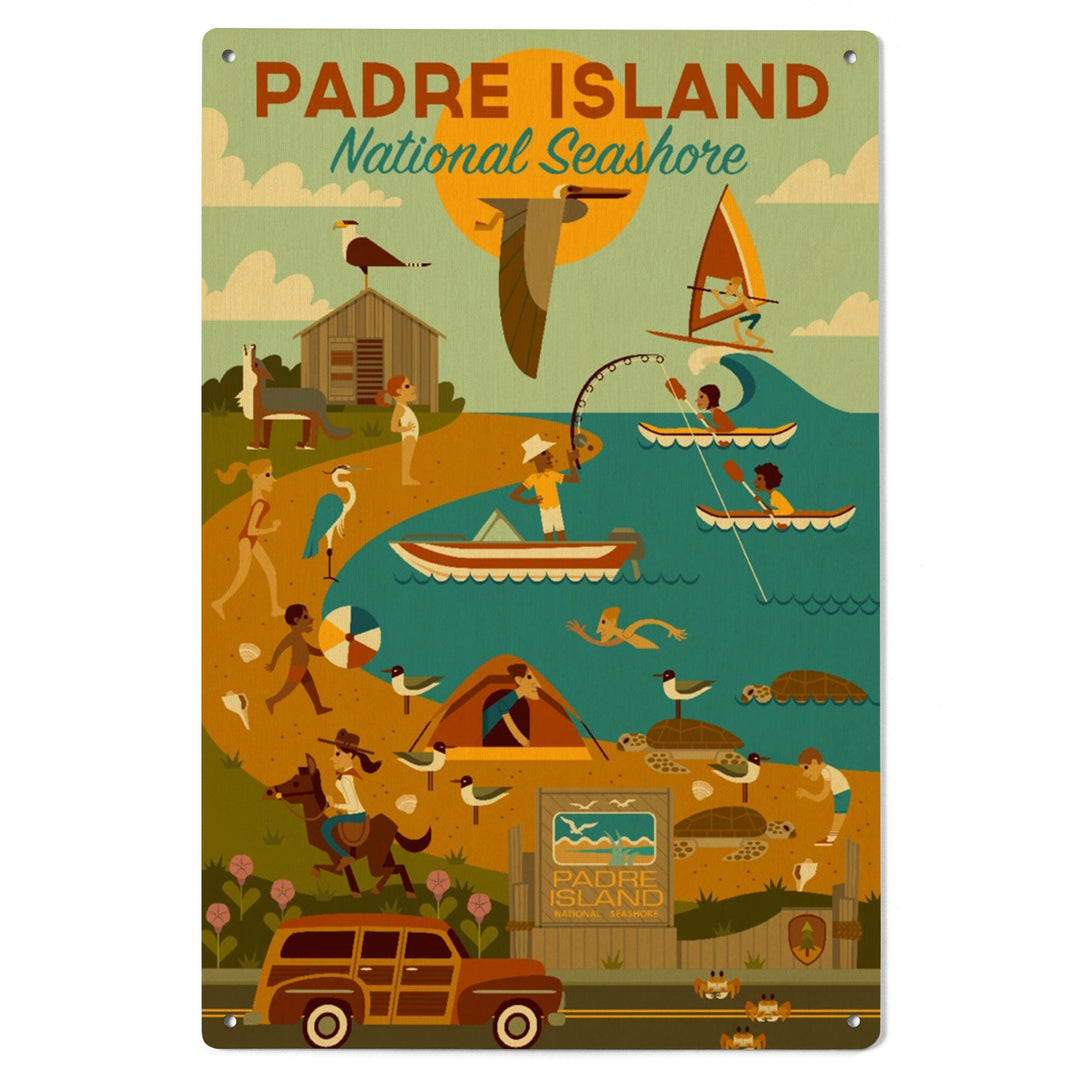 Padre Island National Seashore, Texas, Geometric, Lantern Press Artwork, Wood Signs and Postcards Wood Lantern Press 