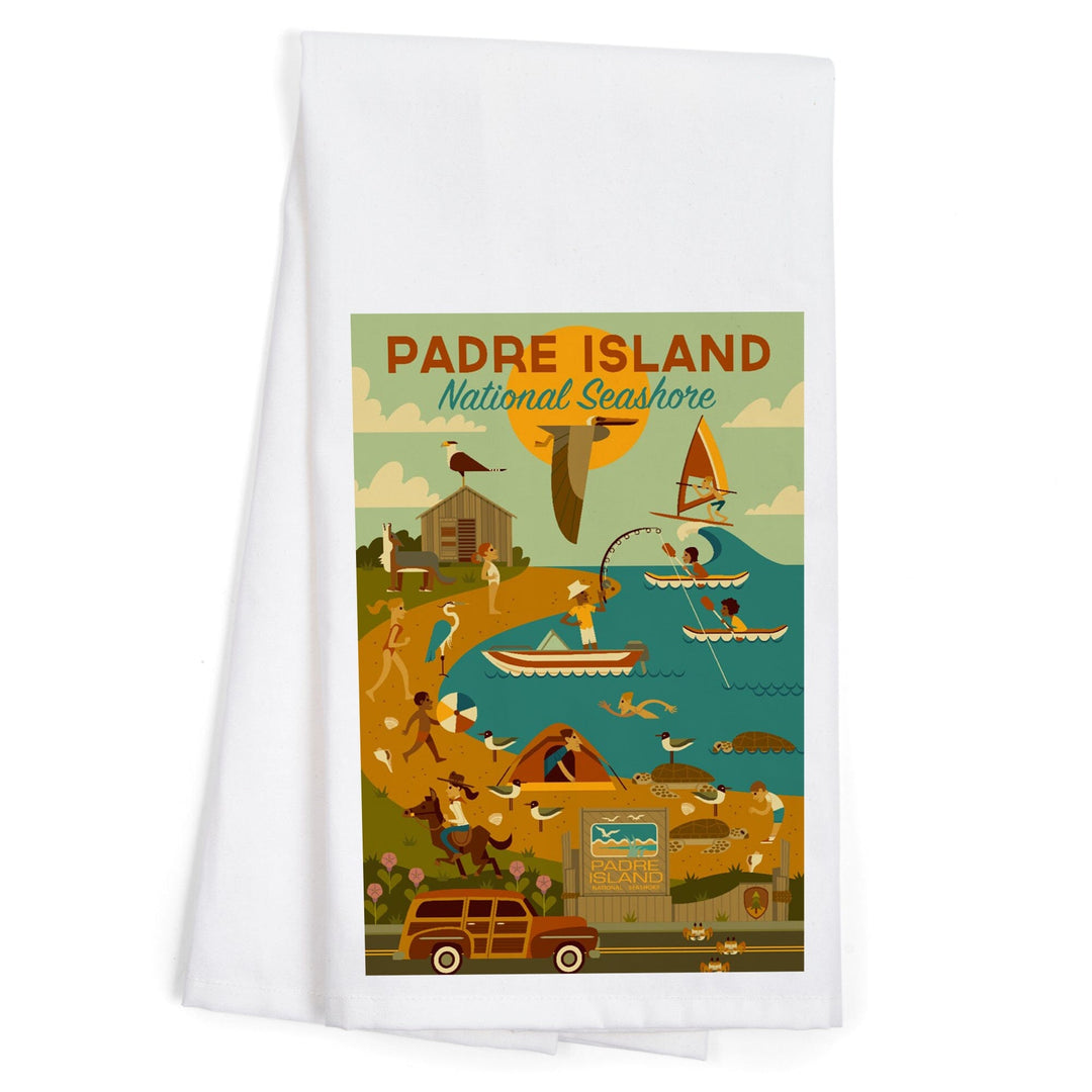 Padre Island National Seashore, Texas, Geometric, Organic Cotton Kitchen Tea Towels Kitchen Lantern Press 