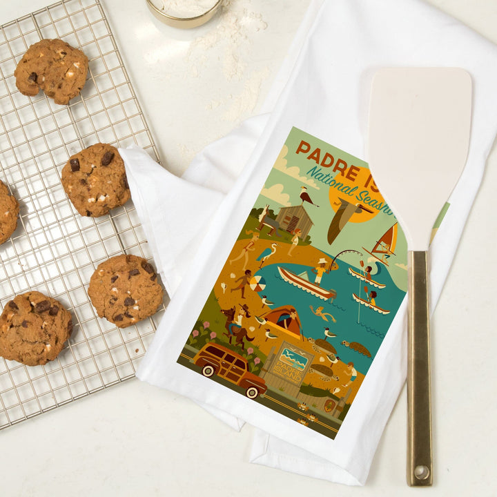 Padre Island National Seashore, Texas, Geometric, Organic Cotton Kitchen Tea Towels Kitchen Lantern Press 