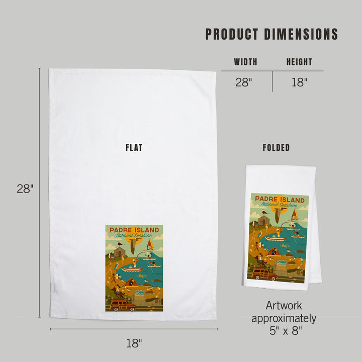 Padre Island National Seashore, Texas, Geometric, Organic Cotton Kitchen Tea Towels Kitchen Lantern Press 