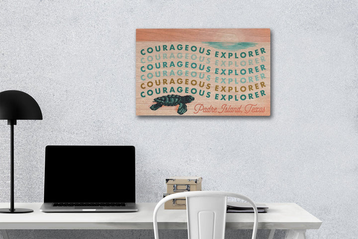 Padre Island, Texas, Courageous Explorer Colection, Turtle, Wood Signs and Postcards Wood Lantern Press 12 x 18 Wood Gallery Print 