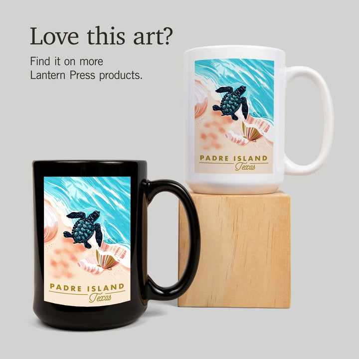 Padre Island, Texas, Courageous Explorer Collection, Turtle and Shells, Safely to Sea, Ceramic Mug Mugs Lantern Press 