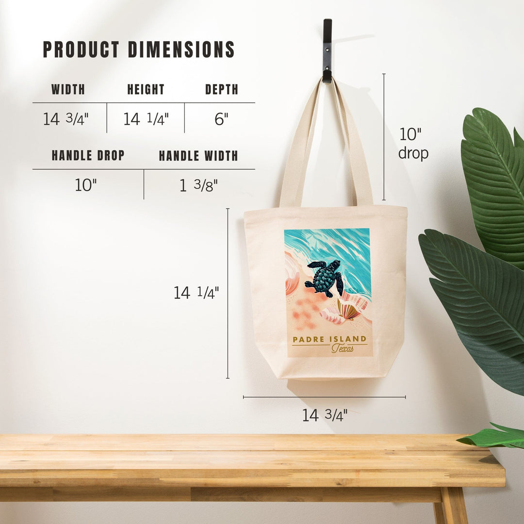 Padre Island, Texas, Courageous Explorer Collection, Turtle and Shells, Safely to Sea, Tote Bag Totes Lantern Press 