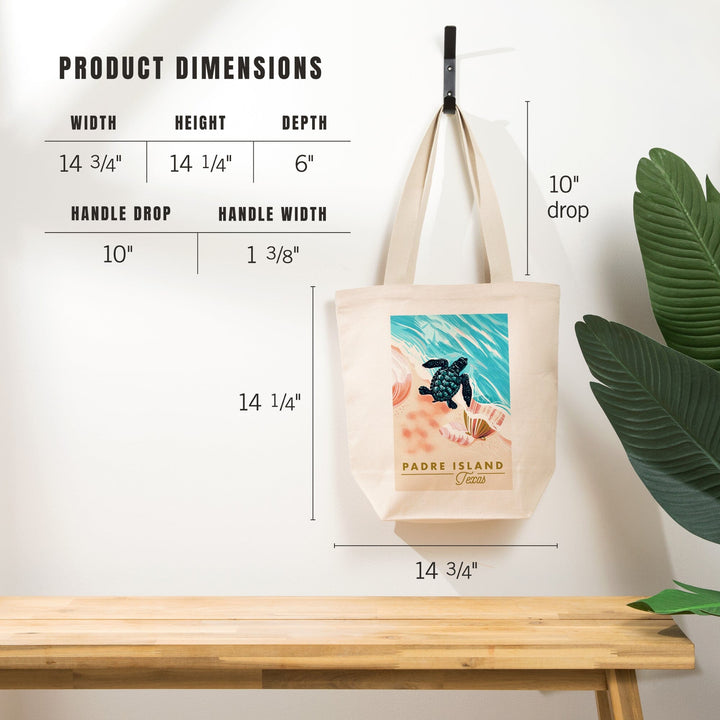 Padre Island, Texas, Courageous Explorer Collection, Turtle and Shells, Safely to Sea, Tote Bag Totes Lantern Press 