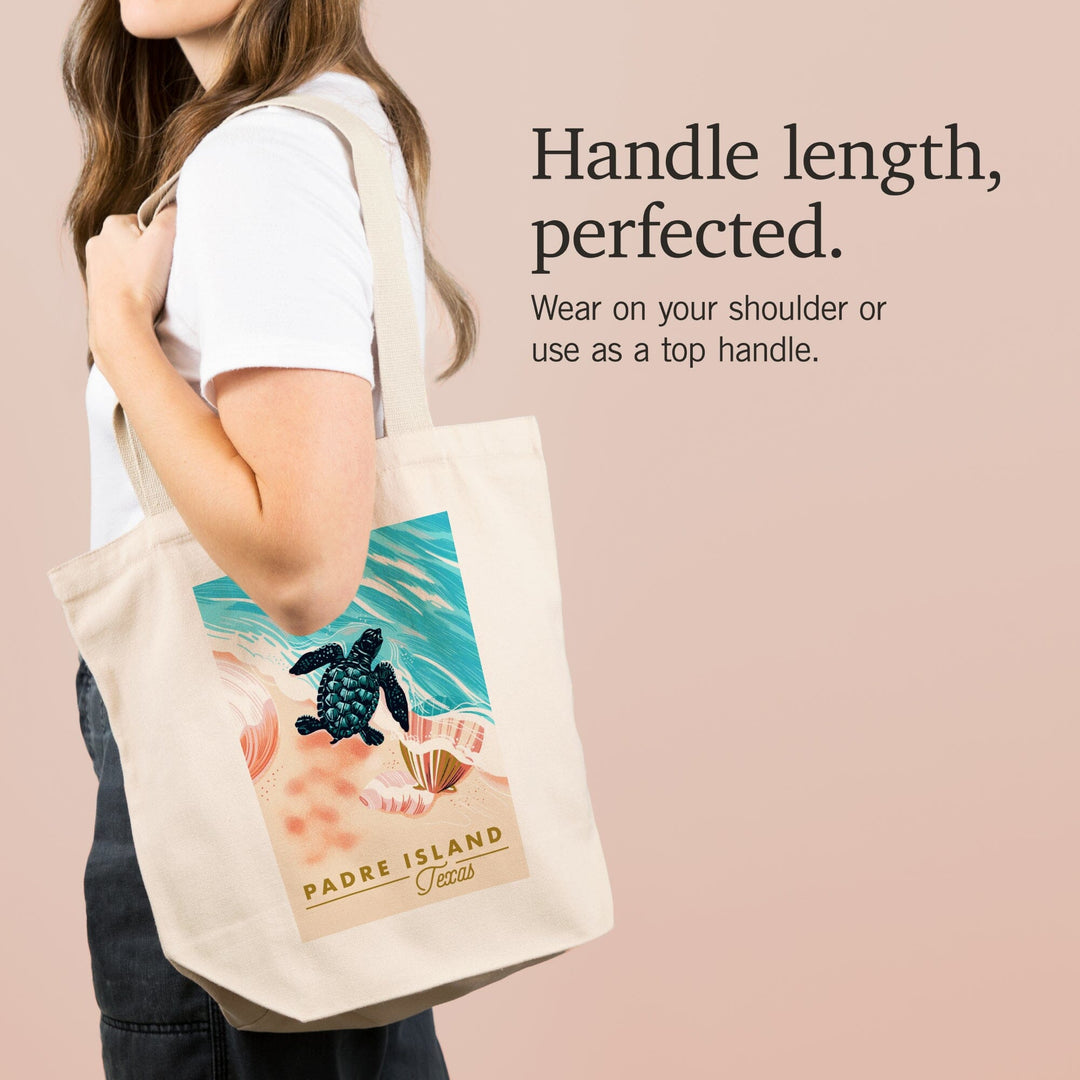 Padre Island, Texas, Courageous Explorer Collection, Turtle and Shells, Safely to Sea, Tote Bag Totes Lantern Press 