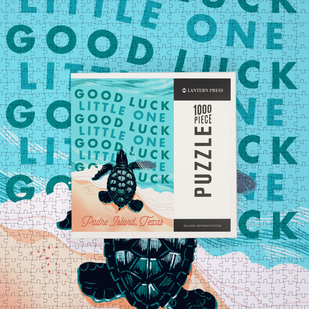 Padre Island, Texas, Courageous Explorer Collection, Turtle, Good Luck Little One, Jigsaw Puzzle Puzzle Lantern Press 