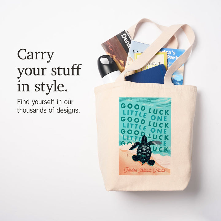 Padre Island, Texas, Courageous Explorer Collection, Turtle, Good Luck Little One, Tote Bag Totes Lantern Press 
