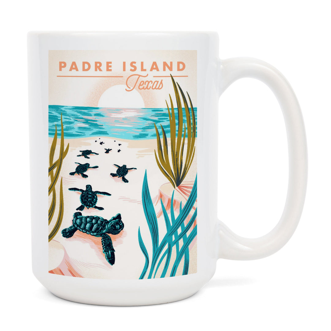Padre Island, Texas, Courageous Explorer Collection, Turtles on Beach, Pause Respect Protect, Ceramic Mug Mugs Lantern Press 