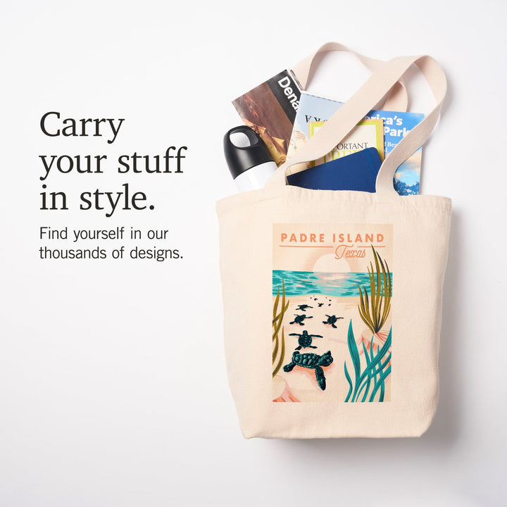 Padre Island, Texas, Courageous Explorer Collection, Turtles on Beach, Pause Respect Protect, Tote Bag Totes Lantern Press 