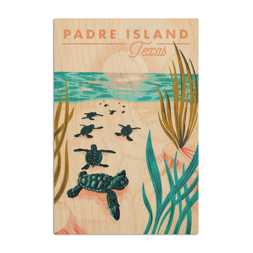 Padre Island, Texas, Courageous Explorer Collection, Turtles on Beach, Pause Respect Protect, Wood Signs and Postcards Wood Lantern Press 10 x 15 Wood Sign 