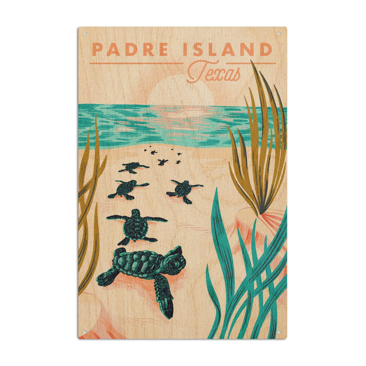 Padre Island, Texas, Courageous Explorer Collection, Turtles on Beach, Pause Respect Protect, Wood Signs and Postcards Wood Lantern Press 6x9 Wood Sign 