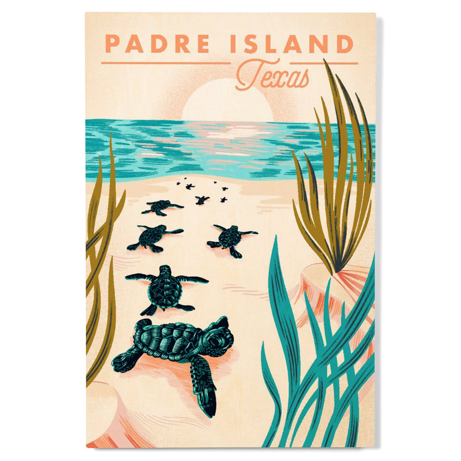 Padre Island, Texas, Courageous Explorer Collection, Turtles on Beach, Pause Respect Protect, Wood Signs and Postcards Wood Lantern Press 
