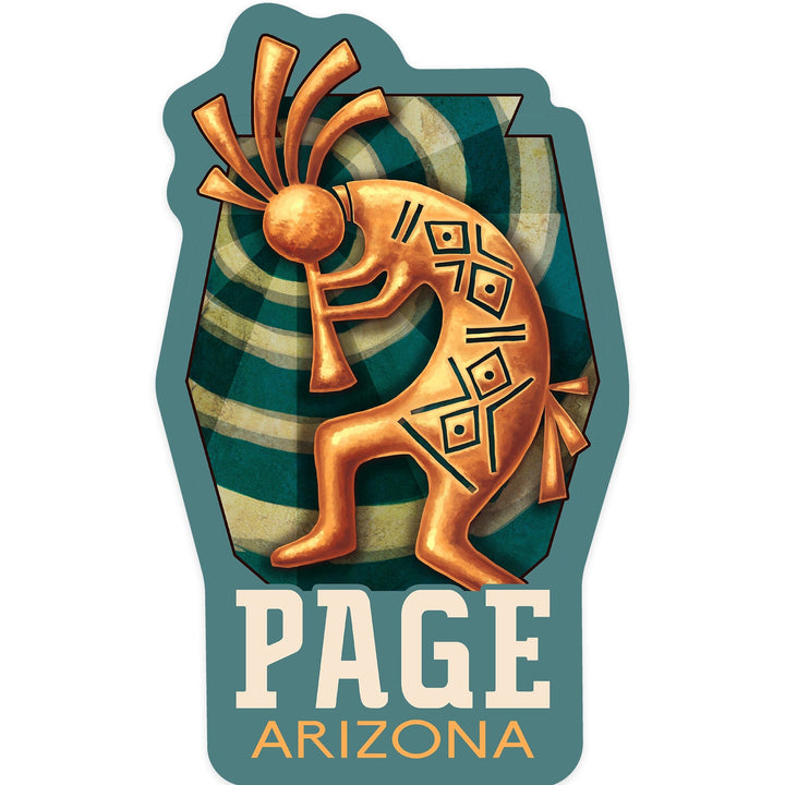 Page, Arizona, Kokopelli, Contour, Vinyl Sticker Sticker Lantern Press 