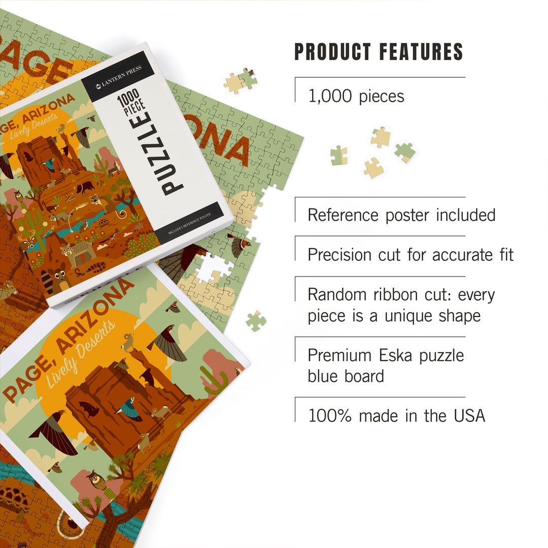 Page, Arizona, Lively Deserts, Geometric, Jigsaw Puzzle Puzzle Lantern Press 