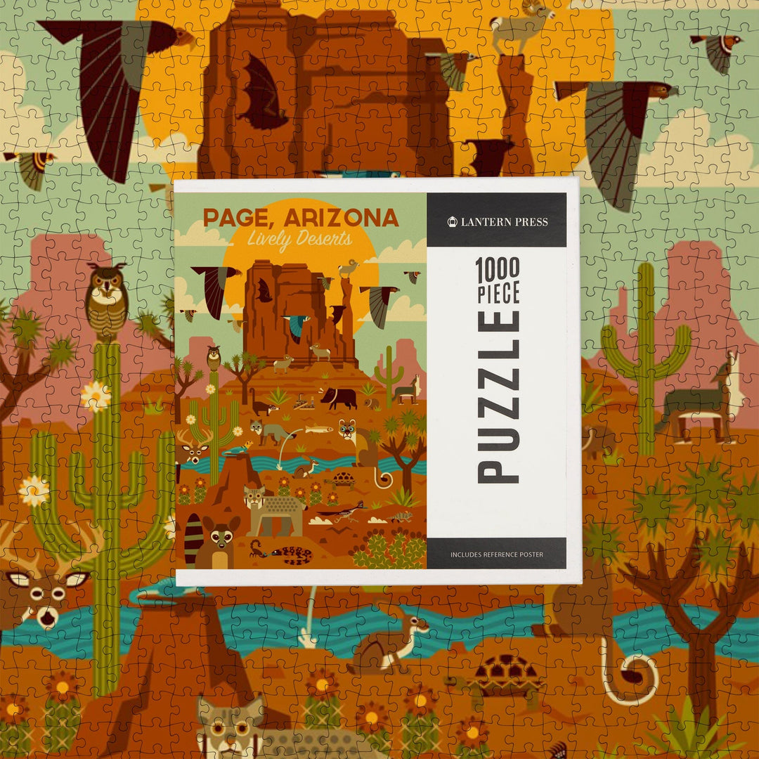 Page, Arizona, Lively Deserts, Geometric, Jigsaw Puzzle Puzzle Lantern Press 