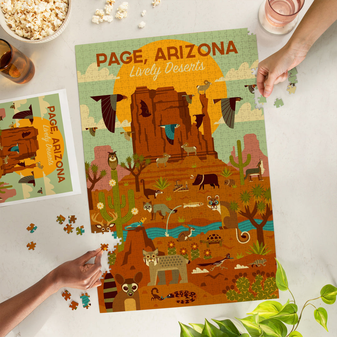 Page, Arizona, Lively Deserts, Geometric, Jigsaw Puzzle Puzzle Lantern Press 