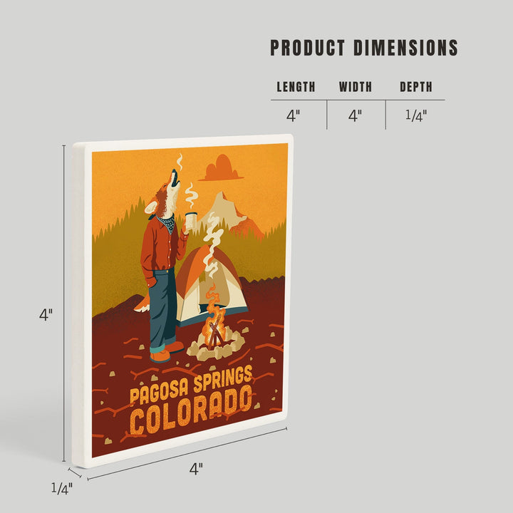 Pagosa Springs, Colorado, Animal Activities Series, Camping Coyote, Coasters Coasters Lantern Press 