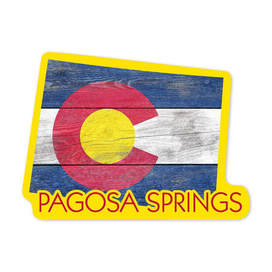 Pagosa Springs, Colorado, Colorado State Flag, Rustic Painting, Contour, Lantern Press Artwork, Vinyl Sticker Sticker Lantern Press 