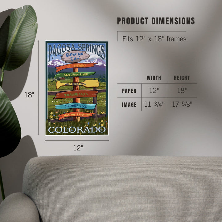 Pagosa Springs, Colorado, Destination Signpost, Art & Giclee Prints Art Lantern Press 
