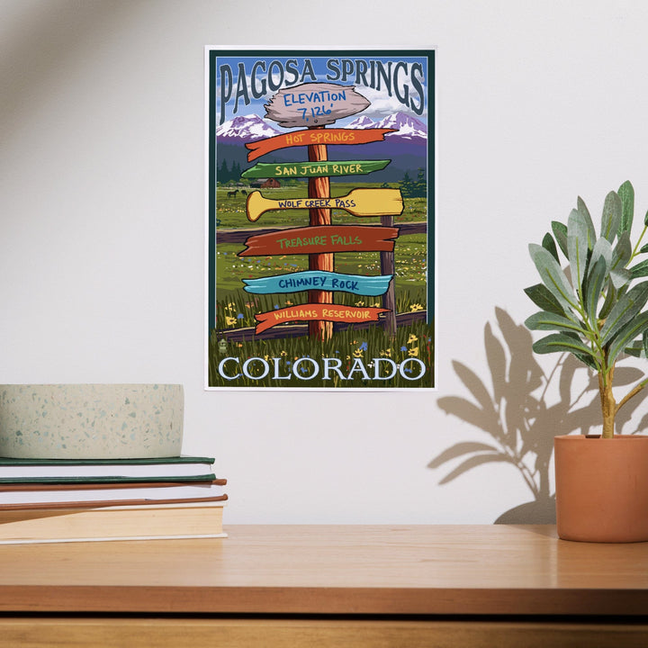 Pagosa Springs, Colorado, Destination Signpost, Art & Giclee Prints Art Lantern Press 