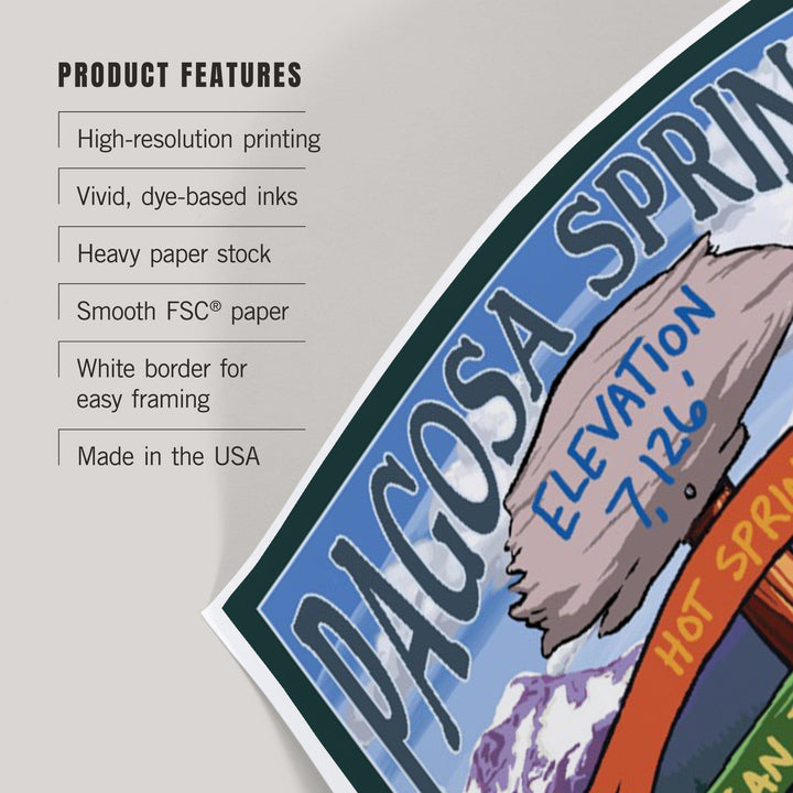 Pagosa Springs, Colorado, Destination Signpost, Art & Giclee Prints Art Lantern Press 
