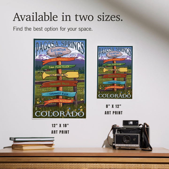 Pagosa Springs, Colorado, Destination Signpost, Art & Giclee Prints Art Lantern Press 
