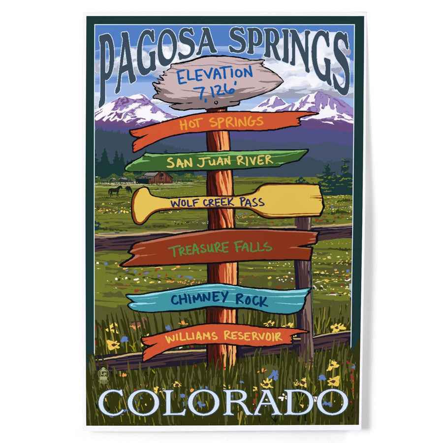 Pagosa Springs, Colorado, Destination Signpost, Art & Giclee Prints Art Lantern Press 