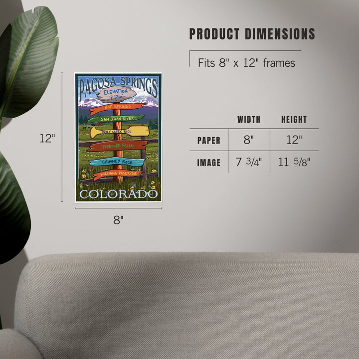 Pagosa Springs, Colorado, Destination Signpost, Art & Giclee Prints Art Lantern Press 