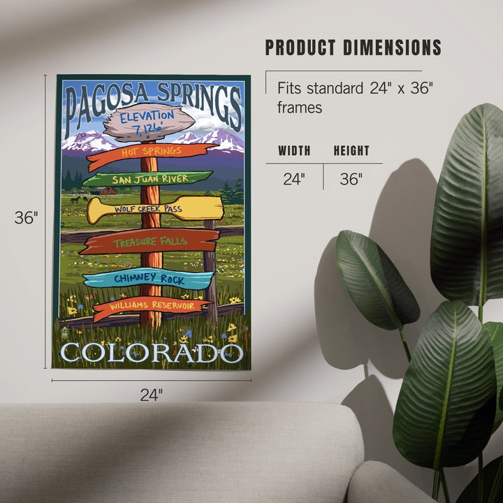 Pagosa Springs, Colorado, Destination Signpost, Art & Giclee Prints Art Lantern Press 