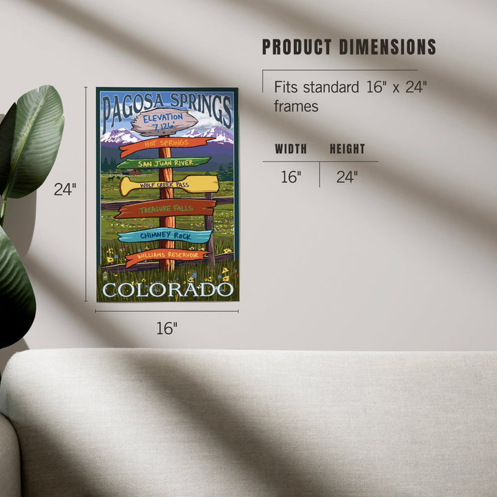 Pagosa Springs, Colorado, Destination Signpost, Art & Giclee Prints Art Lantern Press 