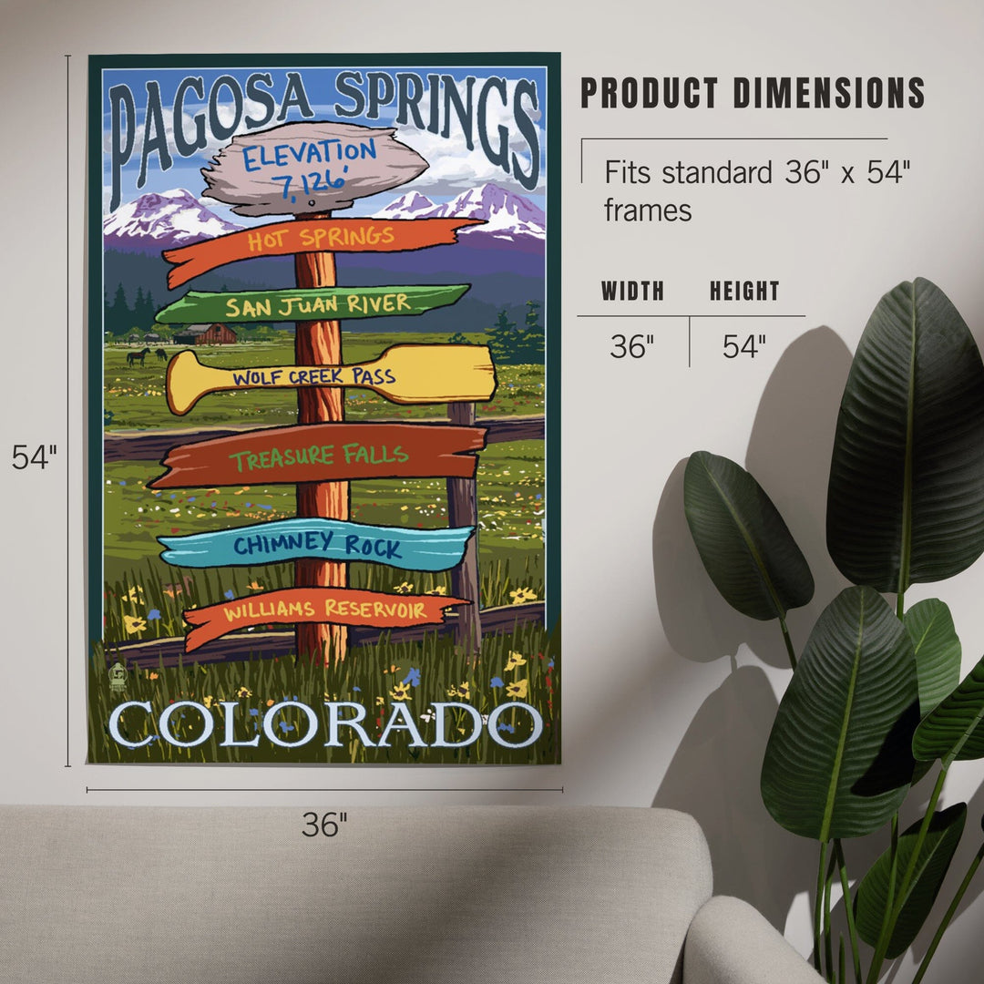 Pagosa Springs, Colorado, Destination Signpost, Art & Giclee Prints Art Lantern Press 
