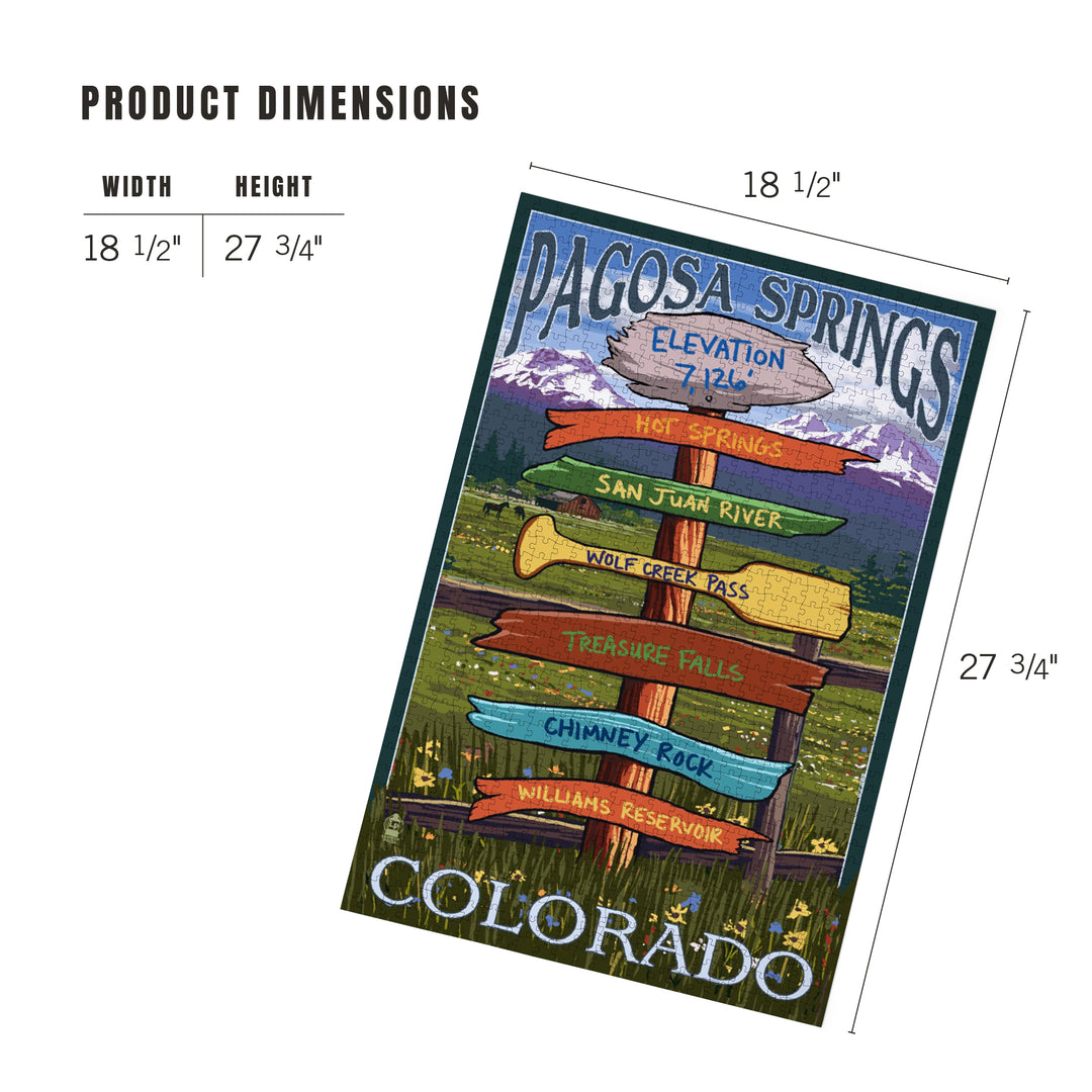 Pagosa Springs, Colorado, Destination Signpost, Jigsaw Puzzle Puzzle Lantern Press 