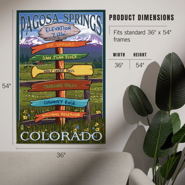 Pagosa Springs, Colorado, Destination Signpost, Lantern Press Artwork, Art Prints and Metal Signs Art Lantern Press 