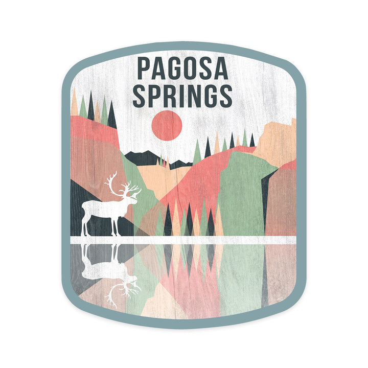 Pagosa Springs, Colorado, Elk, Geometric Opacity, Contour, Vinyl Sticker Sticker Lantern Press 