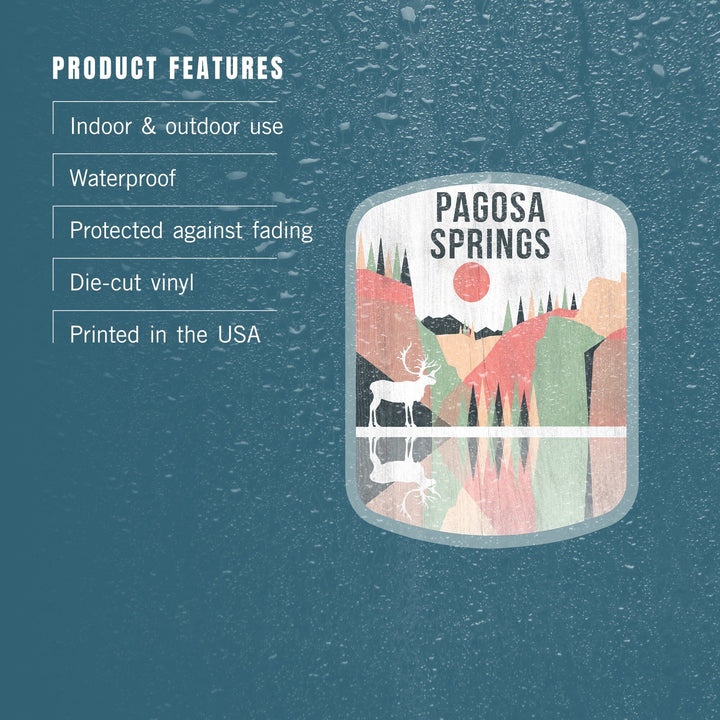 Pagosa Springs, Colorado, Elk, Geometric Opacity, Contour, Vinyl Sticker Sticker Lantern Press 