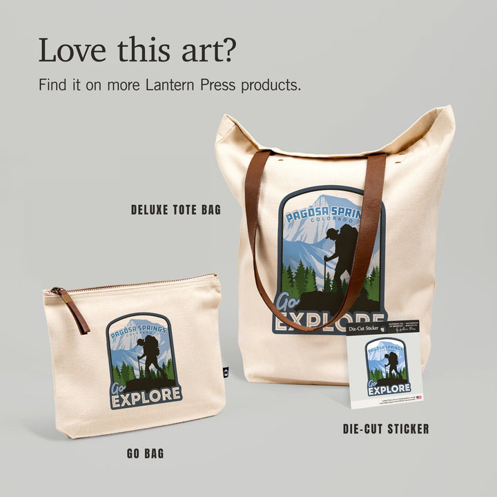 Pagosa Springs, Colorado, Go Explore, Backpacker, Contour, Vinyl Sticker Sticker Lantern Press 