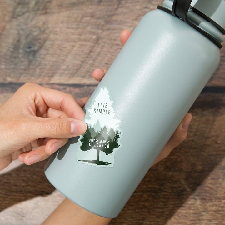 Pagosa Springs, Colorado, Live Simple, Contour, Vinyl Sticker Sticker Lantern Press 