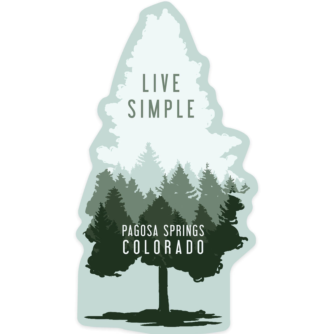 Pagosa Springs, Colorado, Live Simple, Contour, Vinyl Sticker Sticker Lantern Press 
