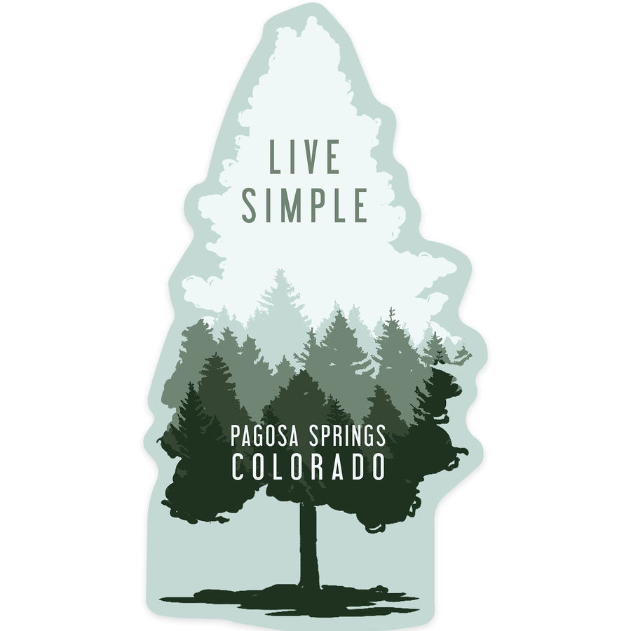 Pagosa Springs, Colorado, Live Simple, Contour, Vinyl Sticker Sticker Lantern Press 