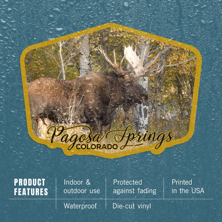 Pagosa Springs, Colorado, Moose, Contour, Vinyl Sticker Sticker Lantern Press 