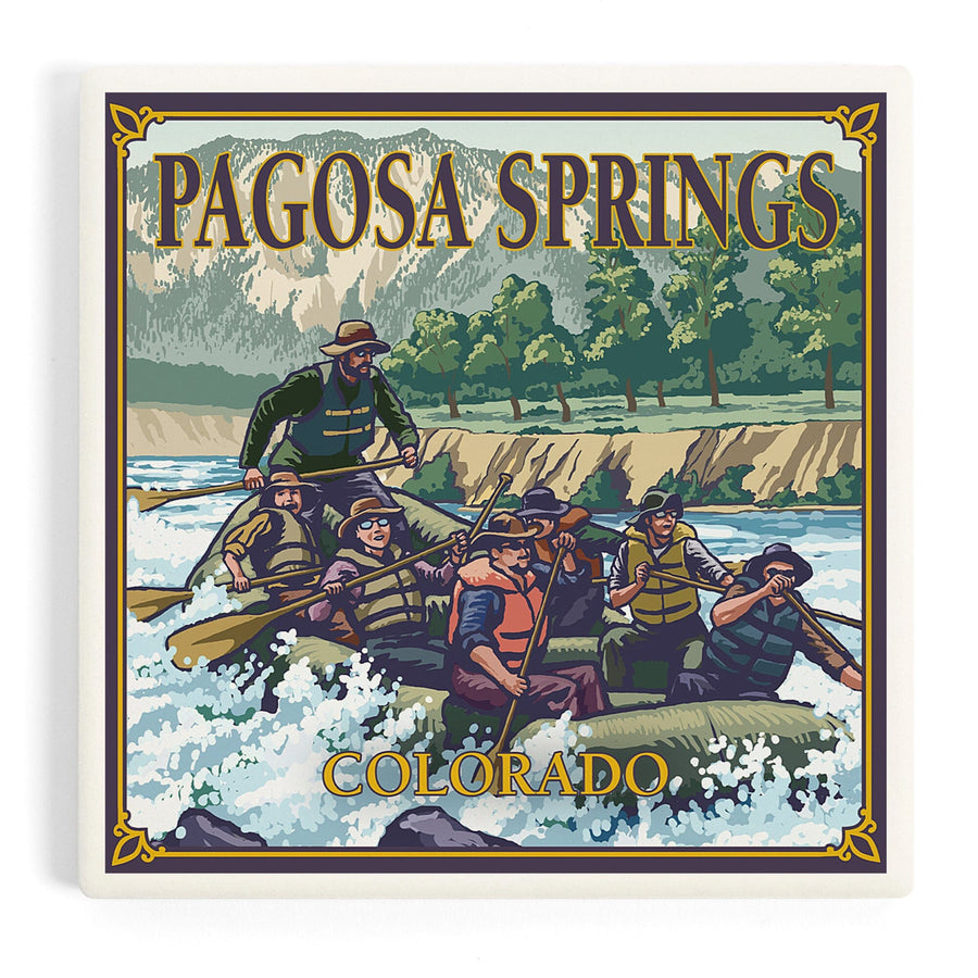 Pagosa Springs, Colorado, Painterly, River Rafting, Coasters Coasters Lantern Press 