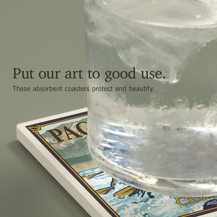 Pagosa Springs, Colorado, Painterly, River Rafting, Coasters Coasters Lantern Press 