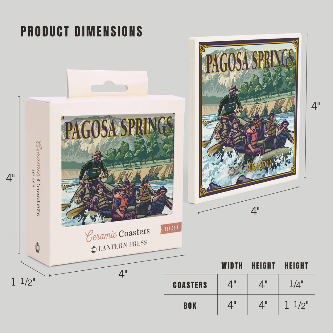Pagosa Springs, Colorado, Painterly, River Rafting, Coasters Coasters Lantern Press 