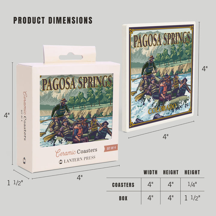 Pagosa Springs, Colorado, Painterly, River Rafting, Coasters Coasters Lantern Press 