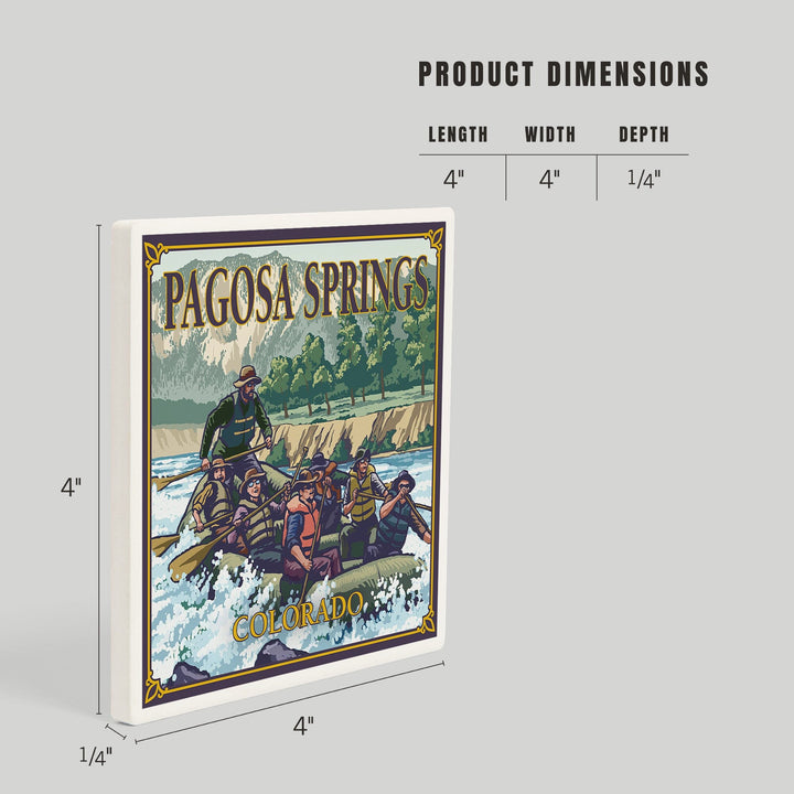 Pagosa Springs, Colorado, Painterly, River Rafting, Coasters Coasters Lantern Press 
