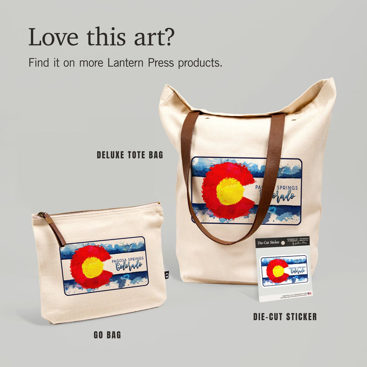 Pagosa Springs, Colorado, State Flag, Watercolor, Contour, Lantern Press Artwork, Vinyl Sticker Sticker Lantern Press 