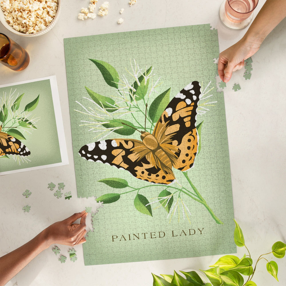 Painted Lady, Vintage Flora, Jigsaw Puzzle Puzzle Lantern Press 