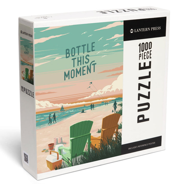 Painterly, Bottle This Moment, Beach Chairs, Jigsaw Puzzle Puzzle Lantern Press 